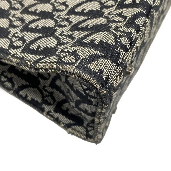 Auth DIOR/ChristianDior Saddle Bag Black Cream Jacquard Leather Handbag - Picture 9 of 16